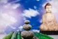 Buddha and blue sky background, vivid colors, natural tone Royalty Free Stock Photo