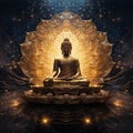 Buddha body shines and lotus seat shines