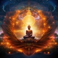 Buddha body shines and lotus seat shines Buddha