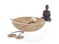 Buddha bowl blossom joss stick Royalty Free Stock Photo
