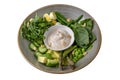 Buddha bowl green vegan food. Beans, asparagus, avocado, quail eggs and spinach. A healthy nutritious diet snack. Royalty Free Stock Photo
