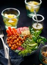 Buddha bowl, healthy and balanced vegan meal Royalty Free Stock Photo