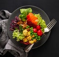 Buddha bowl, healthy and balanced vegan meal, fresh salad with a variety of vegetables, healthy eating concept. Royalty Free Stock Photo