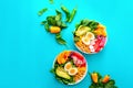 Buddha bowl salad in two bowls