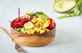 Buddha bowl with tofu, zucchini pasta Royalty Free Stock Photo