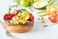 Buddha bowl with tofu, zucchini pasta Royalty Free Stock Photo