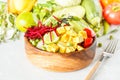 Buddha bowl with tofu, zucchini pasta Royalty Free Stock Photo