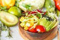 Buddha bowl with tofu, zucchini pasta Royalty Free Stock Photo