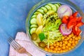 Buddha bowl - zucchini pasta, vegan lunch. Royalty Free Stock Photo