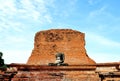 Buddha and bricks wall at wat Mahathat Royalty Free Stock Photo