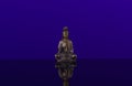 Buddha of bronz on the beautiful background of blue cobalt