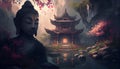 Buddha, Buddhism and meditation. Culture and religion, peace. AI generative