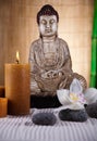 Buddha with candle, vivid colors, natural tone Royalty Free Stock Photo