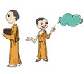 Buddha cartoon vector illustration of young monk cartoon