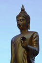 Buddha China Gold on a blue background. Royalty Free Stock Photo