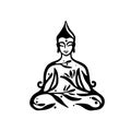 Buddha decorative drawing. Sitting or meditating buddah statue. Royalty Free Stock Photo