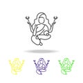 Buddha Diwali colored icons on white background. Diwali Hindu festival Indian Holidays elements for graphic and web design