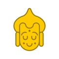 Buddha face Emoji avatar. Buddhist statue head. Meditation and e