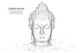 Buddha face. Buddha head silhouette low poly wireframe. Buddhism, Thai culture concept. Vector polygonal wireframe mesh art