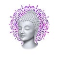 Buddha face with round mandala vector print Royalty Free Stock Photo