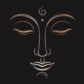 Buddha face vector art. Buddhism, yoga, sacred spiritual, zen ink drawing