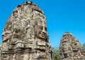 Buddha faces on towers in Bayon temple in Cambodia Royalty Free Stock Photo