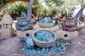 Buddha Garden Sculpture Display in Nevada Cactus Nursery Royalty Free Stock Photo