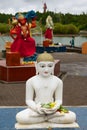 Buddha and gods statues at Ganga Talao Grand Bassin Hindu temple, Mauritius.