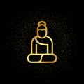 Buddha gold icon. Vector illustration of golden particle background.. Spiritual concept vector illustration