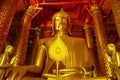 Gold Buddha statue, buddhism religion Royalty Free Stock Photo