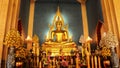 Buddha Gold Statue in church Wat Benchamabophit The Marble Temple Tourism