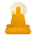 Buddha gold statue icon, cartoon style