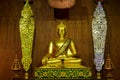 Buddha gold statue in Thailand temple buddhist wat pagoda yard