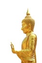 Buddha golden standing, Statue of the Buddha Stand Beautiful gold isolated on white background Royalty Free Stock Photo