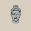 Buddha head. Isolated vector on creamy background. Royalty Free Stock Photo