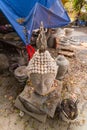 Buddha head made of cement in a Thai temple Royalty Free Stock Photo