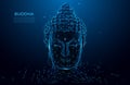 Buddha head silhouette low poly wireframe. Thai culture concept with buddha, low poly style. Vector polygonal wireframe mesh art