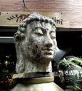 Buddha head stone carving