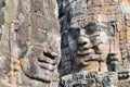 Buddha heads of the Bayon Temple in Angkor Thom, Cambodia. Royalty Free Stock Photo