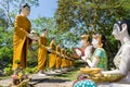 Buddha and his disciple statue in the forest