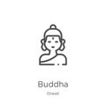 buddha icon vector from diwali collection. Thin line buddha outline icon vector illustration. Outline, thin line buddha icon for