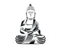 Buddha Illustration with Silhouette Style Royalty Free Stock Photo