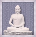Buddha illustration Wall Art Rendering Wallpaper for Living room and Bedroom. Lord Buddha digital art work. Royalty Free Stock Photo