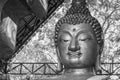 Buddha image face style , black and white color shadow of buddha face Royalty Free Stock Photo