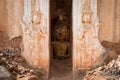 Buddha image inside of ancient Burmese Buddhist pagodas