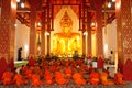 Buddha image and monks