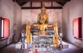 Buddha image in the old church of the late Ayutthaya period is in Ban Bang Lamung School, Thailand