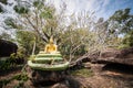 A Buddha image sitting on a Naga at Wat Phra That Buabok, Ban Phue District, Udon Thani Province Royalty Free Stock Photo