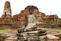 Buddha image in Wat Mahathat or The temple of the Great Relic in Ayutthaya Historical Park, Archaeological site in Thailand