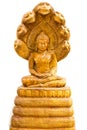 Buddha image with wooden on white Royalty Free Stock Photo